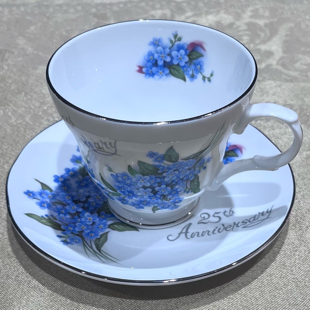 Crown Trent Floral 25th Anniversary Teacup and Saucer